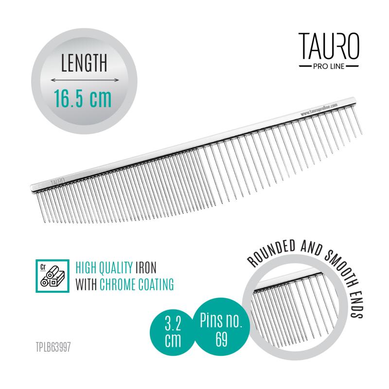 Tauro Pro Line Comb, metallic, oval, L
