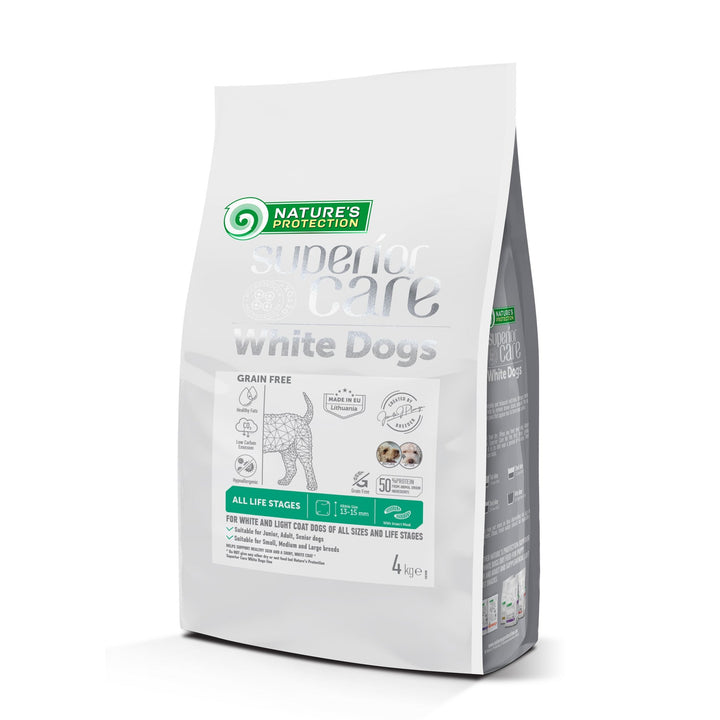 Nature's Protection Superior Care - White Dogs Grain Free Insect All Sizes and Life Stages, dry grain free pet food with insect for dogs of all sizes and life stages with white coat - SuperiorCare.Pet