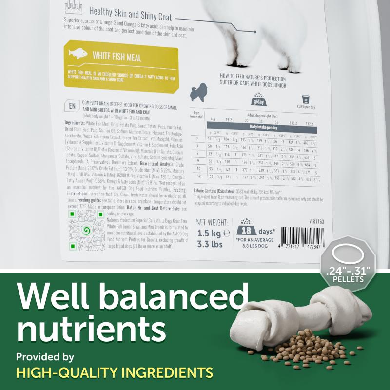 Junior Dog Food for Small & Mini Breeds with White Fish