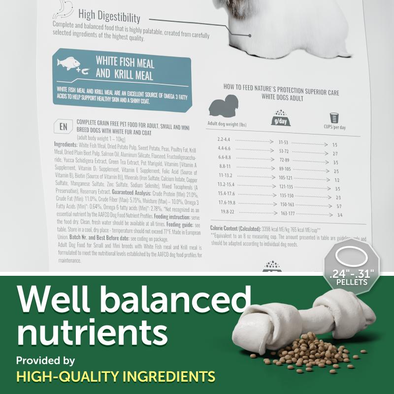 Adult Dogs Food for Light Coat Small & Mini Breeds with White Fish Protein