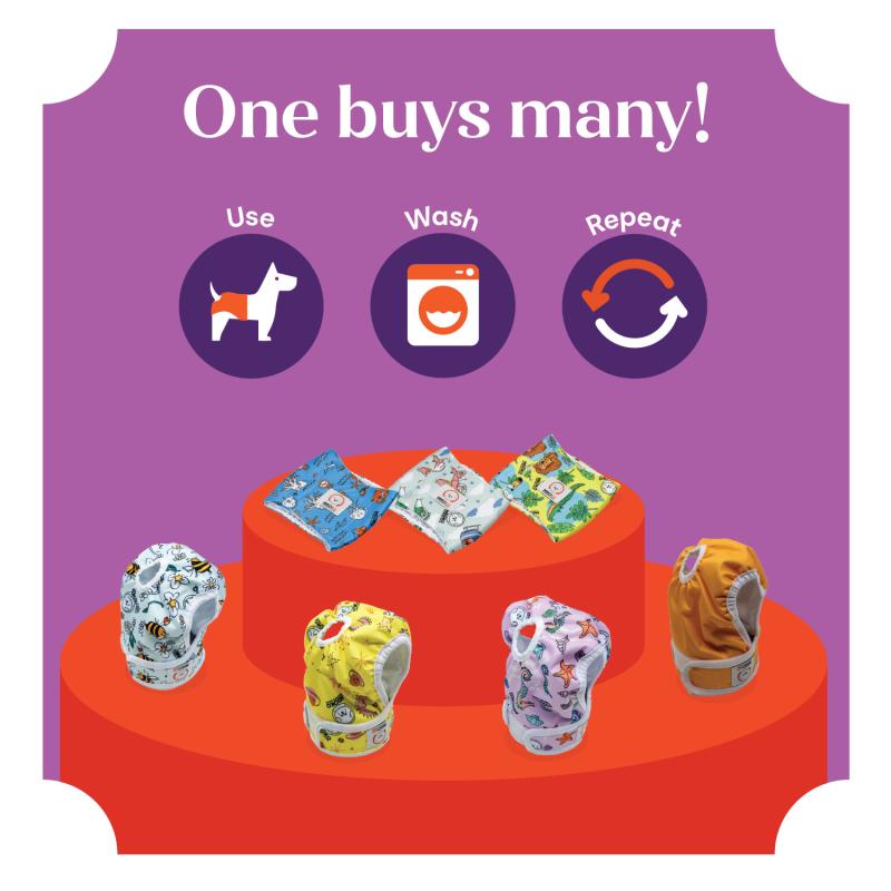 Misoko reusable diapers for male dogs, with paw prints