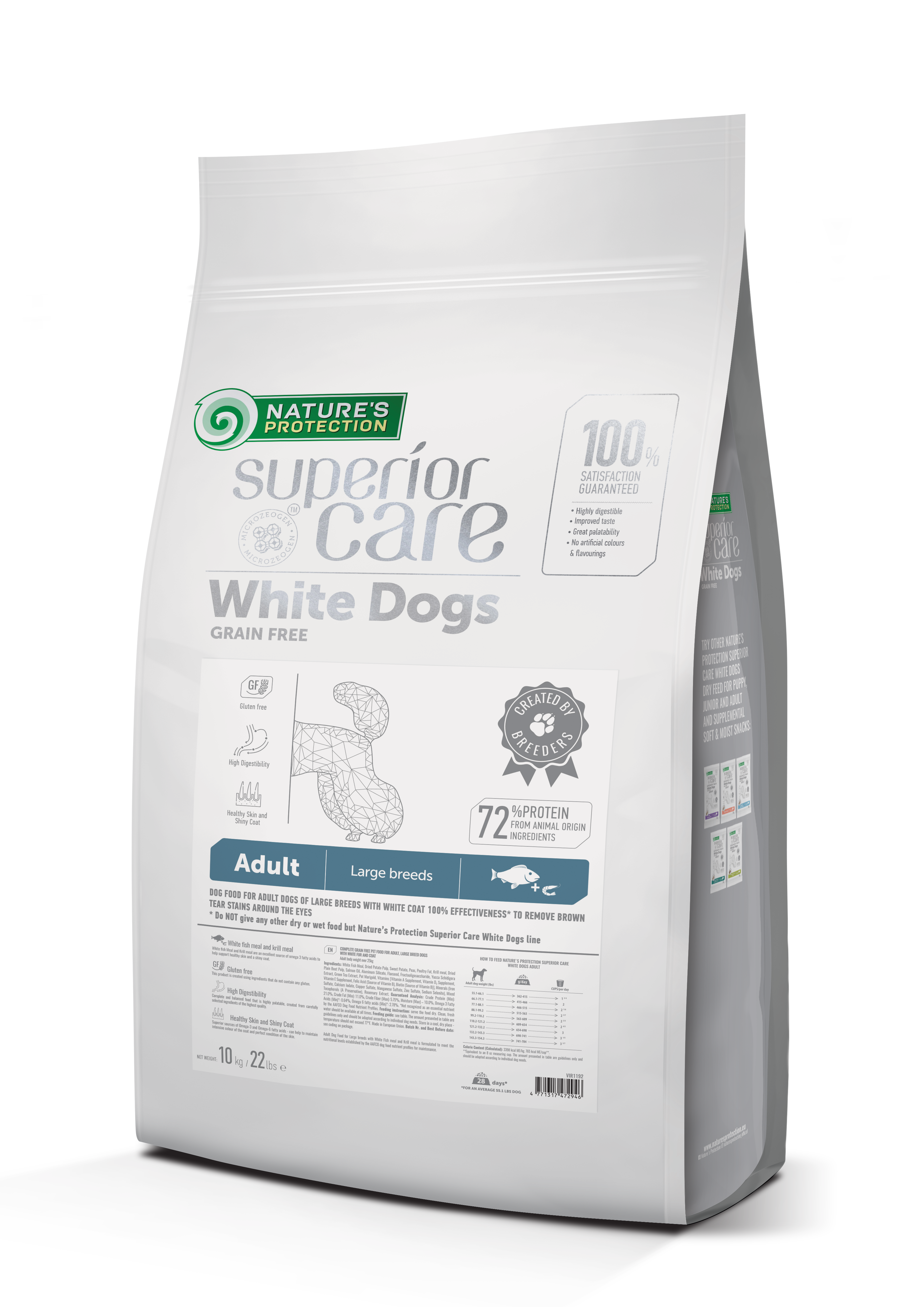 Adult Dogs Food for Light Coat Large Breeds with White Fish