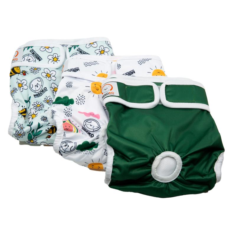 Misoko reusable diapers set for female dogs, Meadow, 3 pcs.