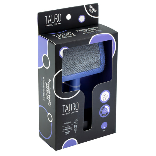 Tauro Pro Line plastic brush, purple, thin and soft pins, large size 6.9x4.2x2.4 in