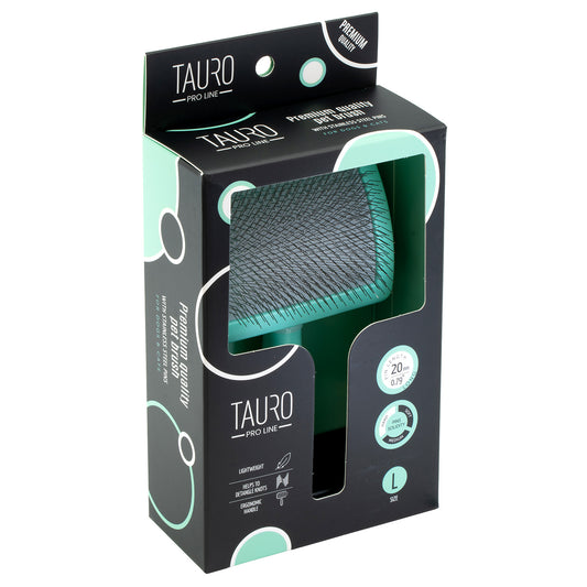 Tauro Pro Line plastic brush, mint, thin and hard pins, large size 6.9x4.2x2.4 in