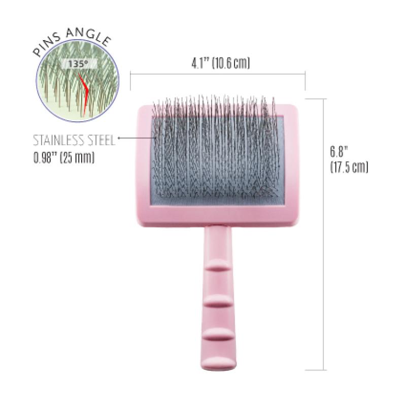 Curved Slicker Brush – Soft Cushion, Gentle Detangling & Fluffy Coat Finish