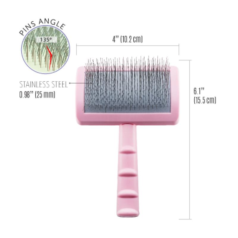 Curved Slicker Brush – Soft Cushion, Gentle Detangling & Fluffy Coat Finish