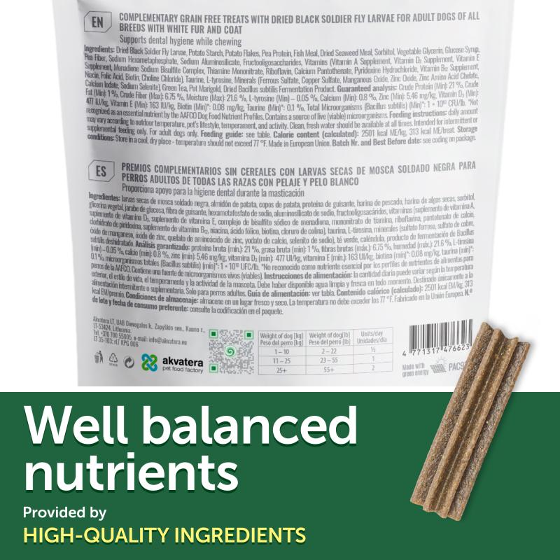 Grain-Free Insect Protein Dog Treats for Adult Dogs – Complementary Snacks to Support Daily Dental Health