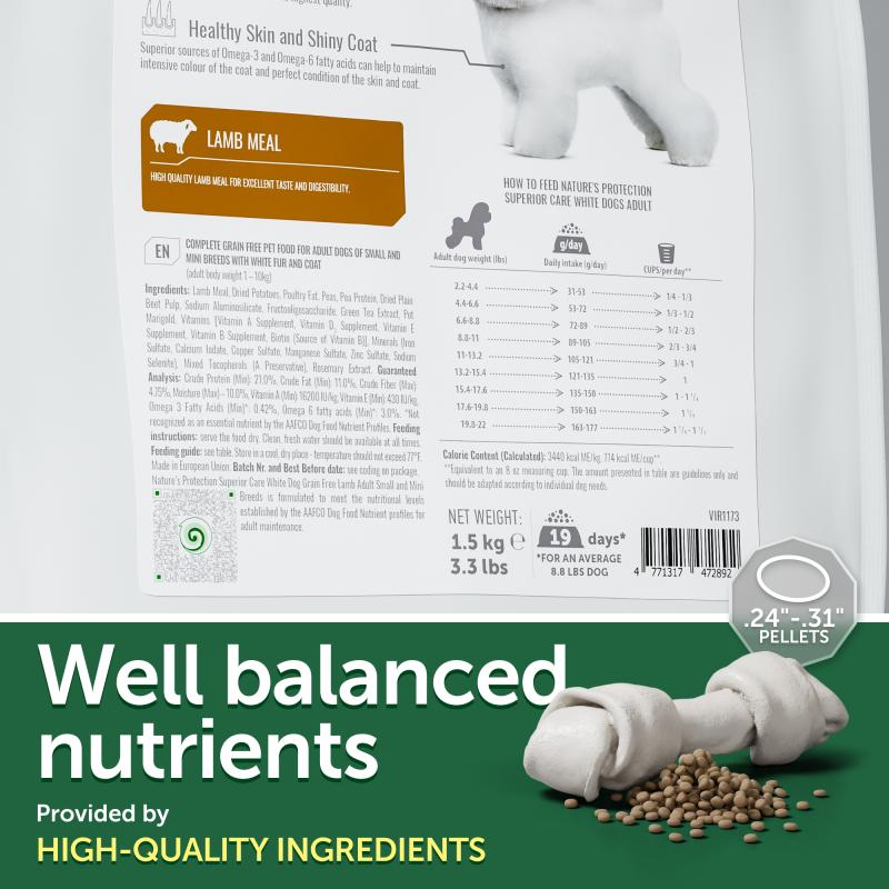 Adult Dogs Food for Light Coat Small & Mini Breeds with Lamb