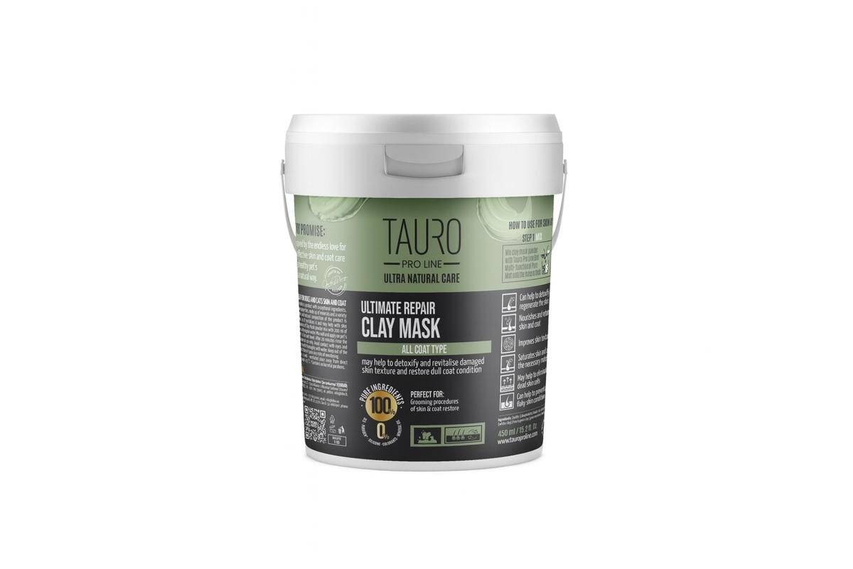 Tauro Pro Line Ultra Natural Care Ultimate Repair Dog & Cat Clay Mask For All Coat Type To Restore, Detox And Regenerate