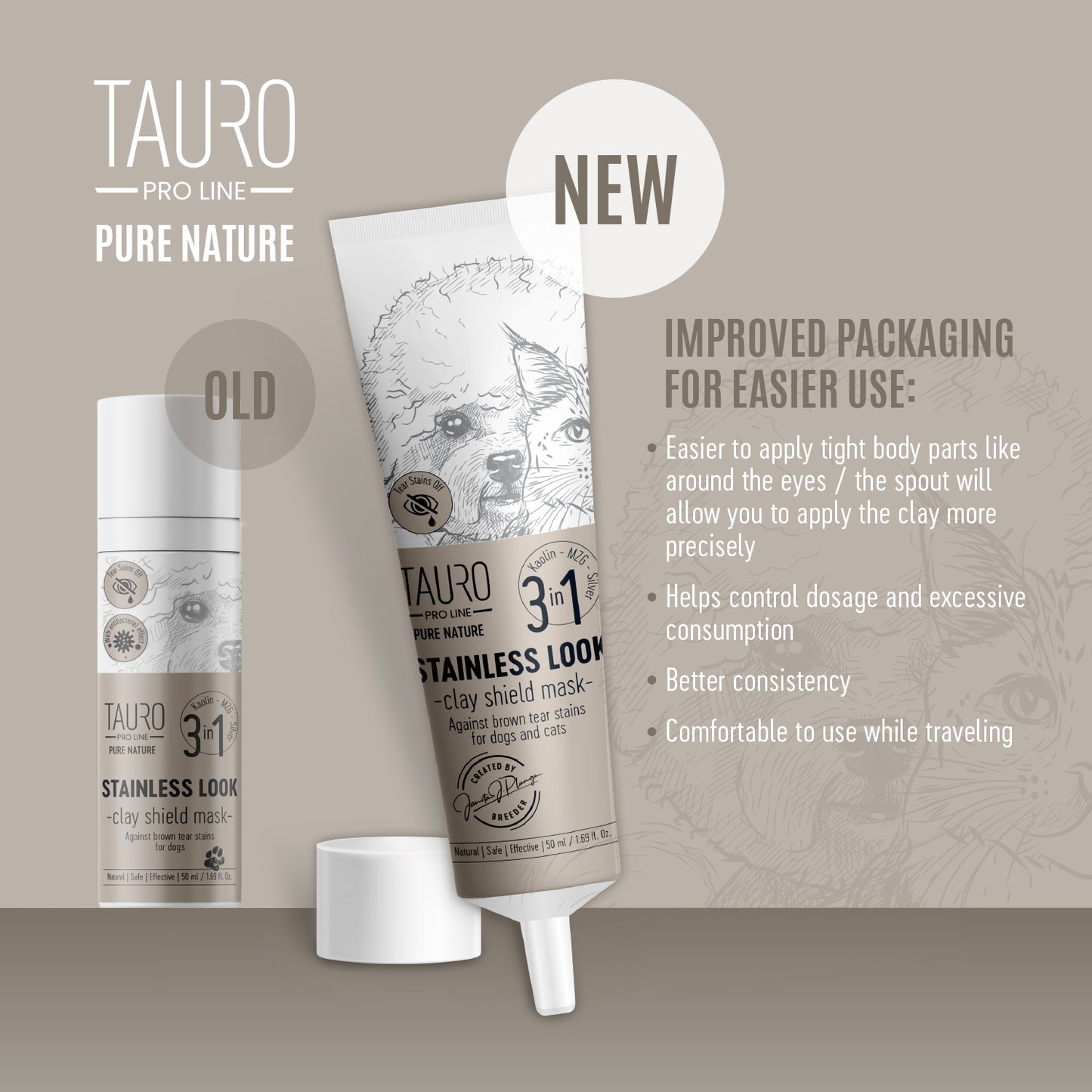 Natural Clay Tear Stain Remover Mask for Dogs & Cats