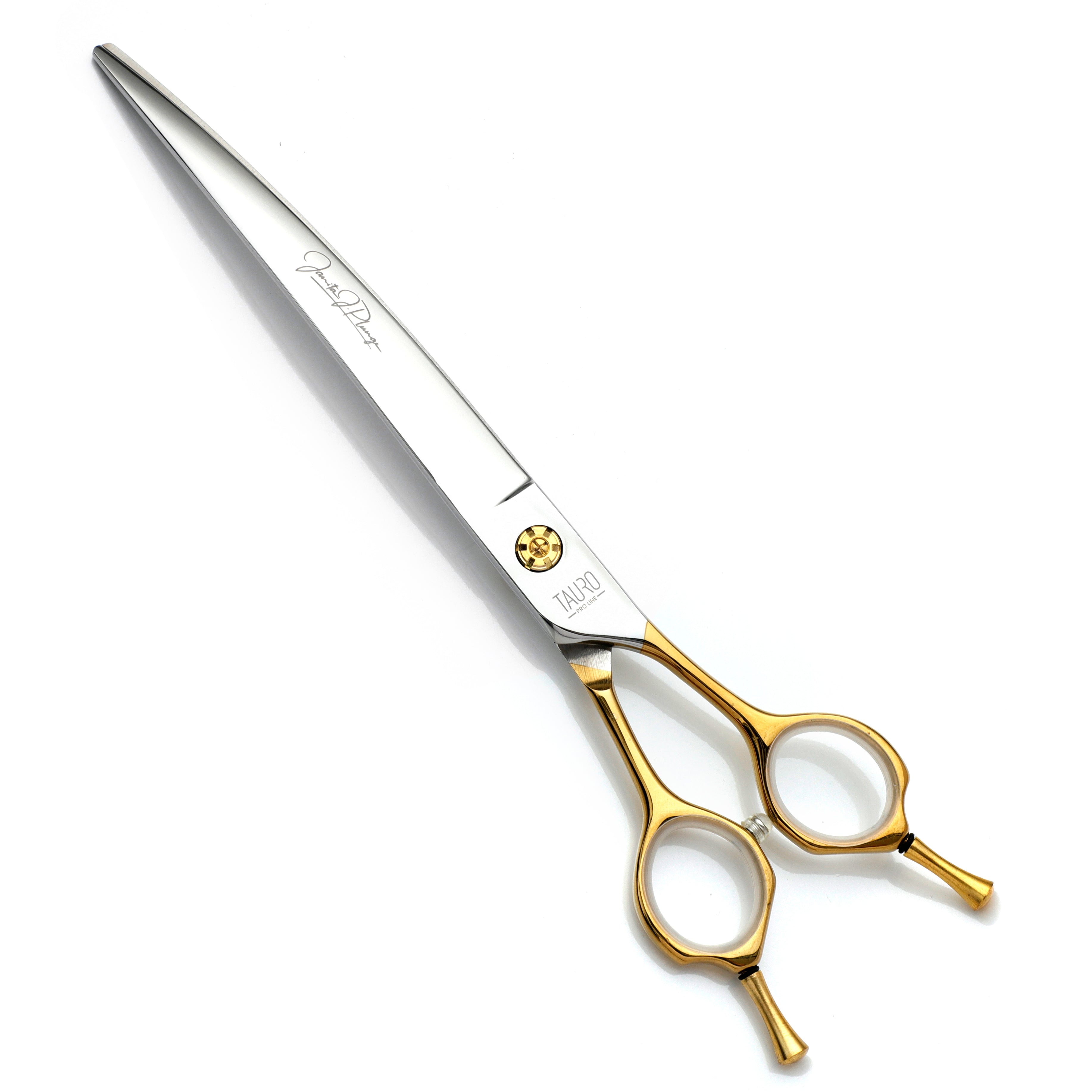 Luxury 8” Curved Dog Grooming Shears – Silver & Gold Finish