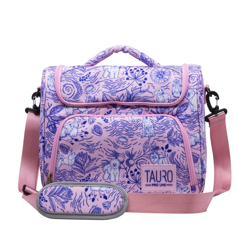 Pet Grooming Tool Bag with Adjustable Shoulder Strap Pink