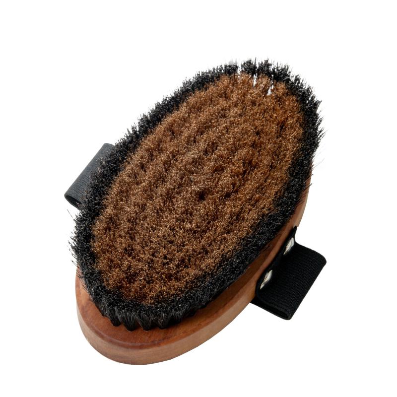 Tauro Pro Line Massage brush , pear wood, horse hair bristles, antistatic, light brown, oval shape, 5.3x2.8 in