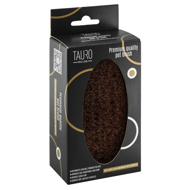 Tauro Pro Line Massage brush , pear wood, horse hair bristles, antistatic, light brown, oval shape, 5.3x2.8 in