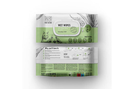 Tauro Pro Line Pure Nature Wet Wipes For Every Day Dog & Cat Coat Care With Aloe Vera Extract To Moisture The Skin & Coat
