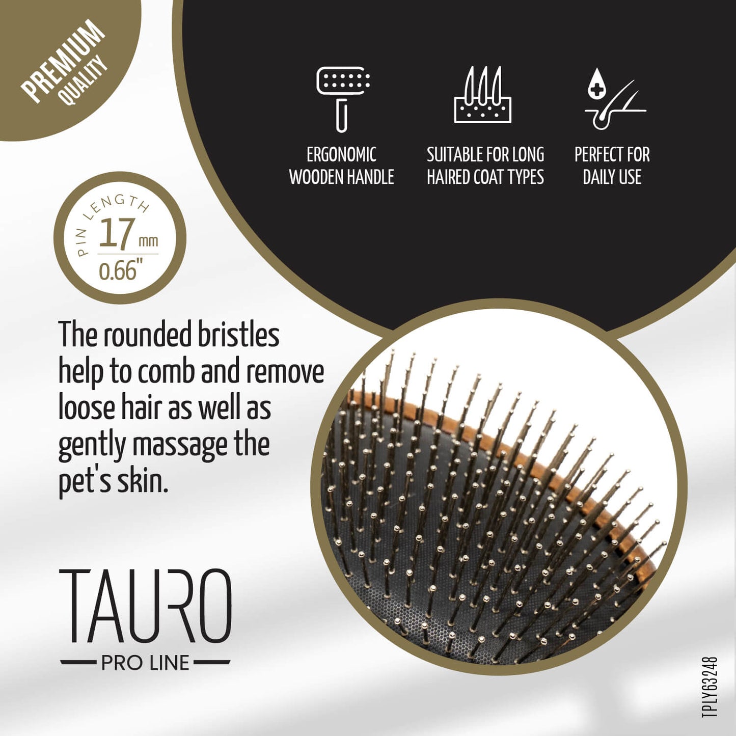 Wooden Round Grooming Brush for Medium & Large Breeds