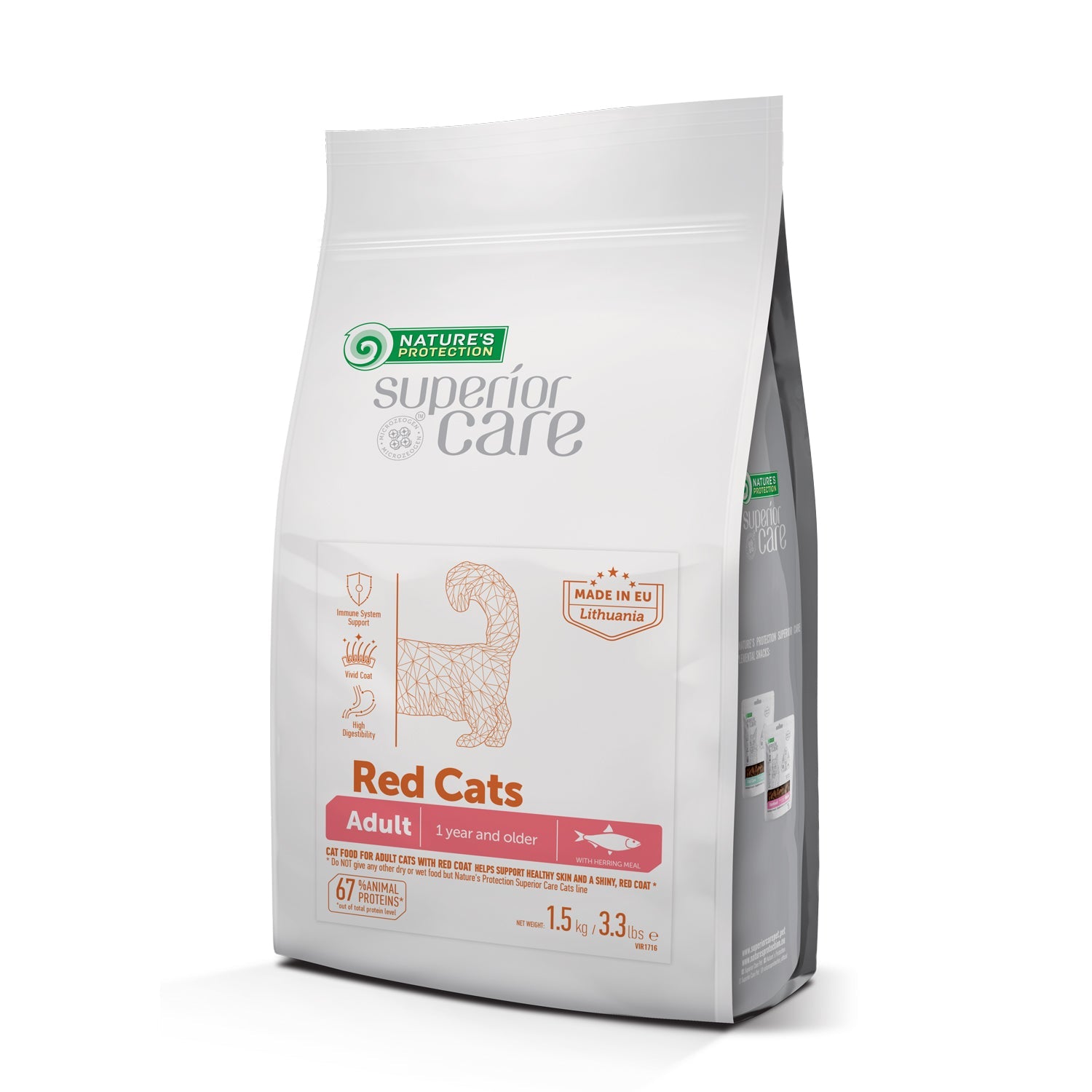 CLEARANCE Adult Brown & Red Cats Dry Food with Herring – For All Breeds - Kika USA SuperiorCare.Pet