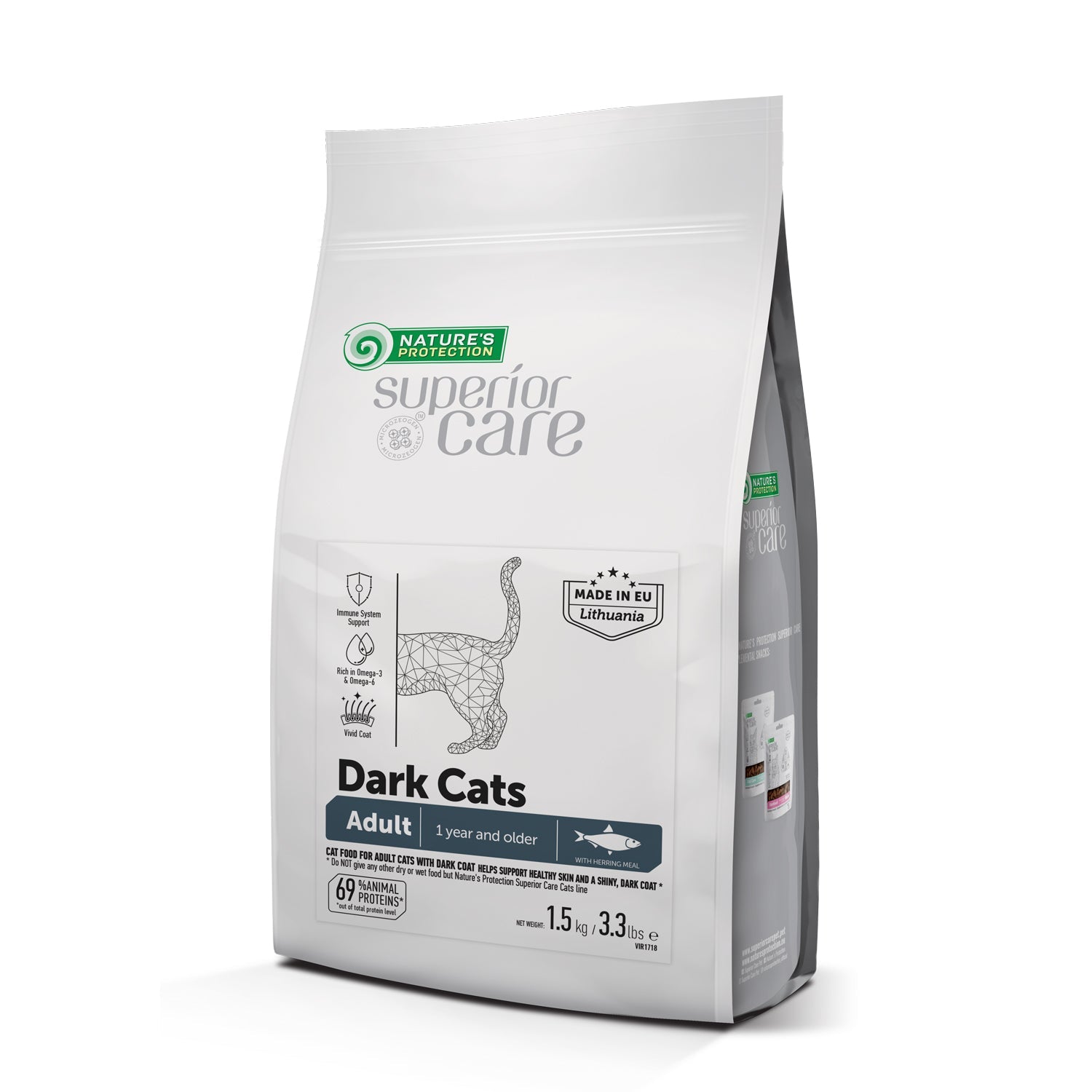 CLEARANCE Adult Dark Cats Dry Food with Herring – For All Breeds - Kika USA SuperiorCare.Pet