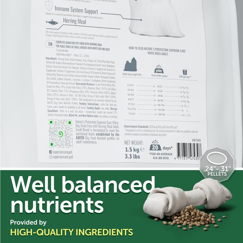 CLEARANCE Adult Dogs Food for Light Coat Small Breeds with Herring - Kika USA SuperiorCare.Pet