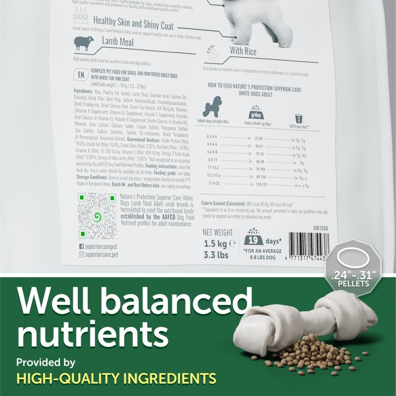 CLEARANCE Adult Dogs Food for Light Coat Small Breeds with Lamb - Kika USA SuperiorCare.Pet