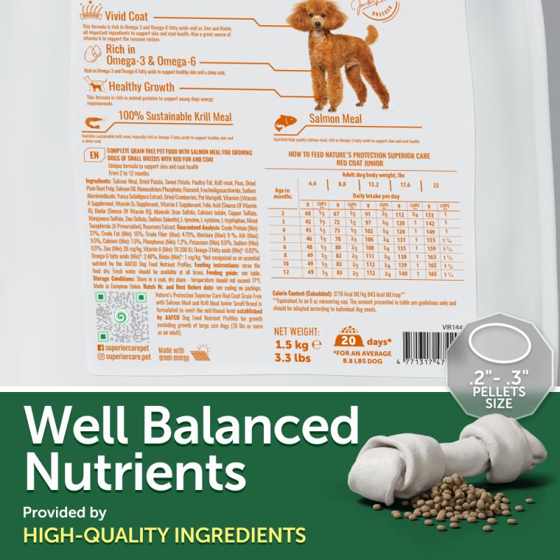 CLEARANCE Junior Dogs Food for Red Coat Small Breeds with Salmon - Kika USA SuperiorCare.Pet