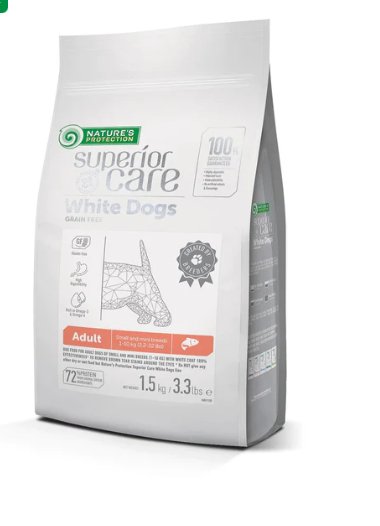 Nature's Protection Superior Care White Dog Grain-Free Dry Dog Food For Adult Light Coated Dogs Of Small Breeds, Herring - SuperiorCare.Pet