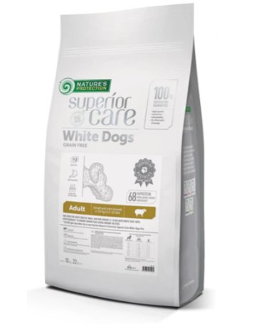 Nature's Protection Superior Care White Dog Grain-Free Dry Dog Food For Adult Light Coated Dogs Of Small Breeds, Herring - SuperiorCare.Pet