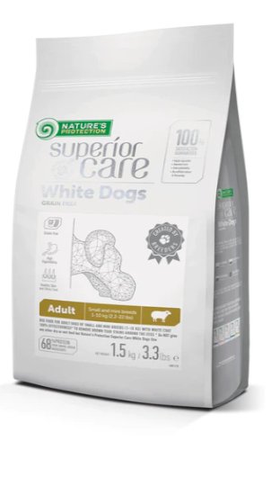 Nature's Protection Superior Care White Dogs Grain-Free Dog Dry Food For Adult Small and Mini Breeds Light Coated Dogs, White Fish - SuperiorCare.Pet