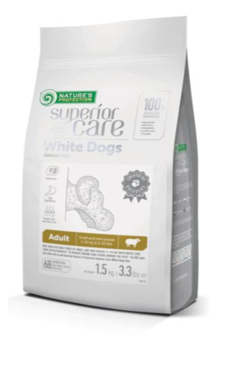 Nature's Protection Superior Care White Dogs Grain-Free Dry Dog Food For Adult Small and Mini Breeds Light Coated Dogs, Salmon - SuperiorCare.Pet