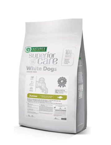 Nature's Protection Superior Care White Dogs Grain-Free Dry Dog Food For Junior All Breeds Light Coated Dogs, Salmon - SuperiorCare.Pet