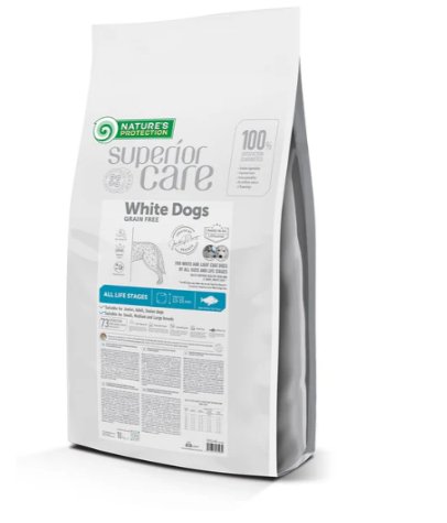 Nature's Protection Superior Care White Dogs Grain Free Insect All Sizes and Life Stages, dry grain free pet food with insect for dogs of all sizes and life stages with white coat - SuperiorCare.Pet