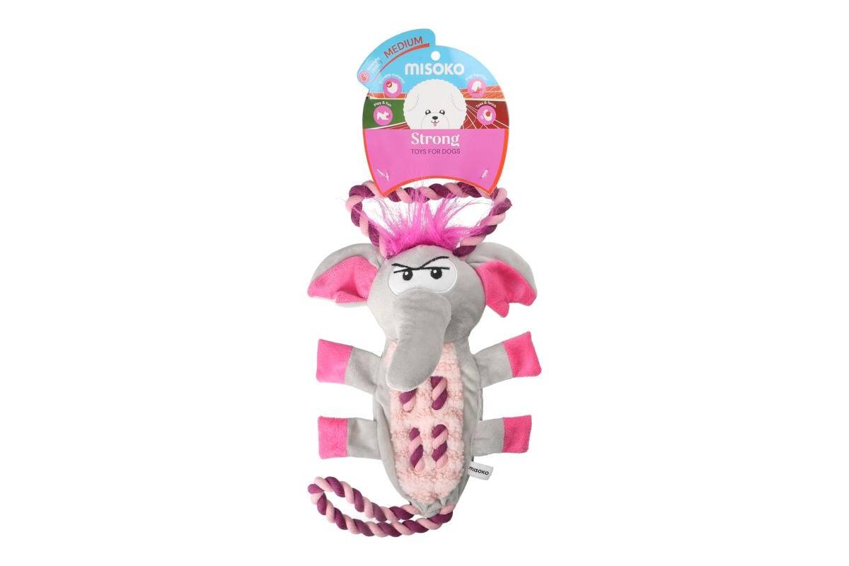Plush Dog Toy with Rope – Elephant - Kika USA SuperiorCare.Pet