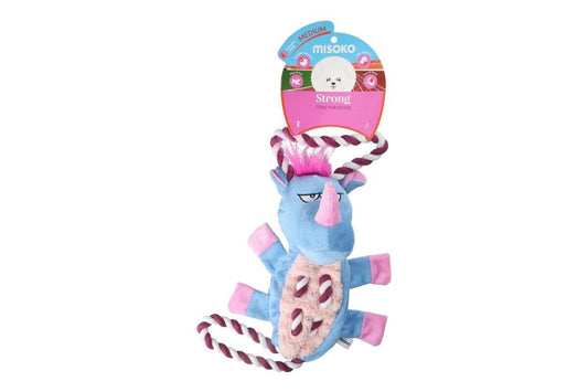 Plush Dog Toy with Rope – Rhinoceros - Kika USA SuperiorCare.Pet