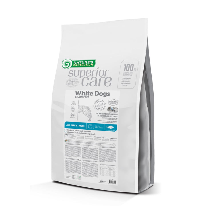 Nature's Protection Superior Care - White Dogs Grain Free White Fish All Sizes and Life Stages, dry grain free pet food with white fish for dogs of all sizes and life stages with white coat - SuperiorCare.Pet