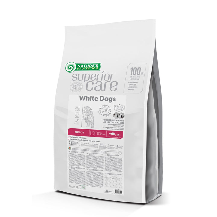 Nature's Protection Superior Care - White Dogs White Fish Junior All Sizes, dry pet food with white fish for growing dogs of all sizes with white coat - SuperiorCare.Pet
